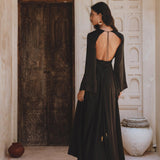 Black Sundari Goddess Silk Gown • Bridesmaid Wedding Dress • Bohemian Silk Maxi Dress - AYA SW IDR