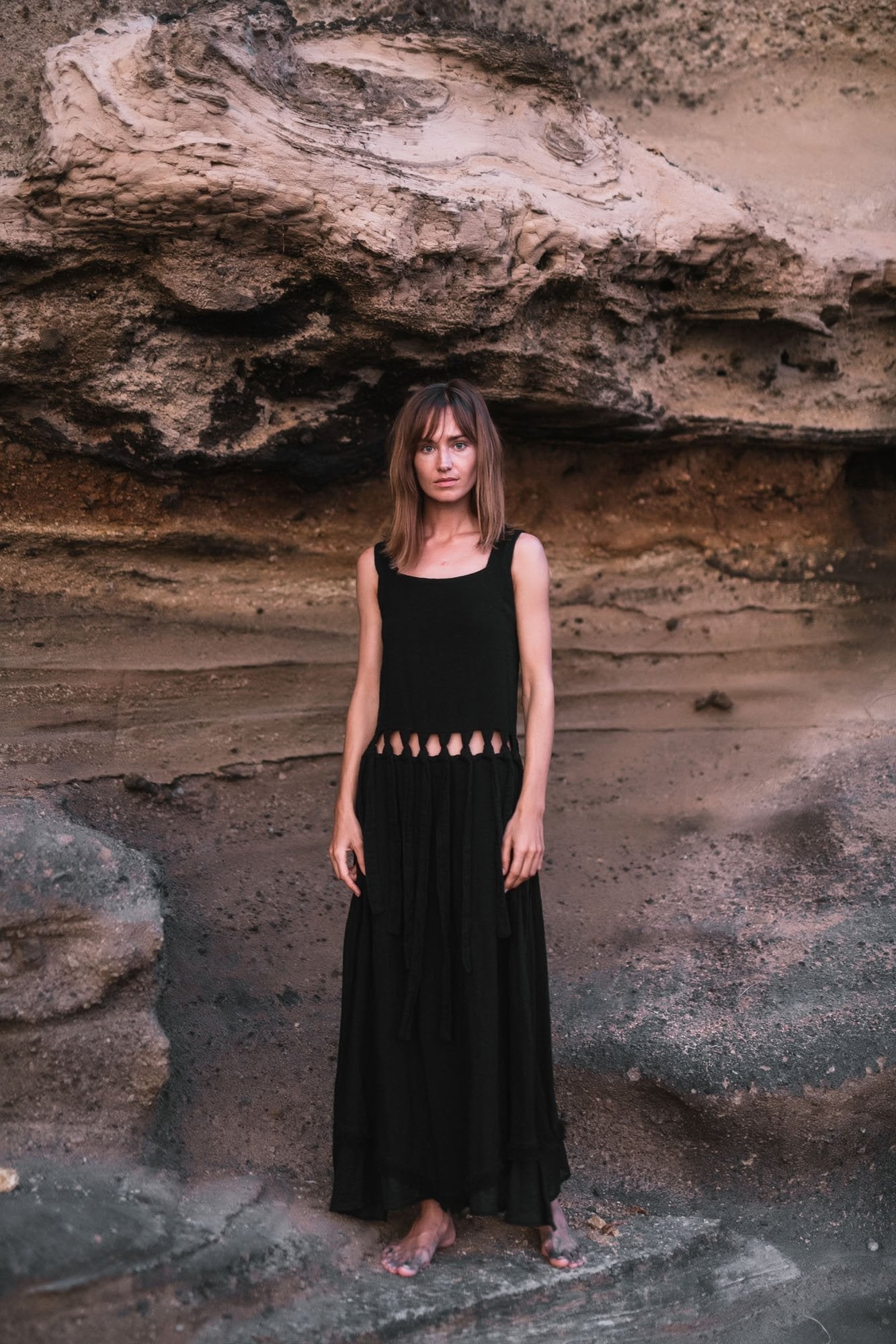 Black Tribal Boho Bohemian Cotton Dress aka "Tribal Soul Dress" - AYA SW IDR