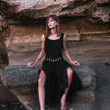 Black Tribal Boho Bohemian Cotton Dress aka "Tribal Soul Dress" - AYA SW IDR