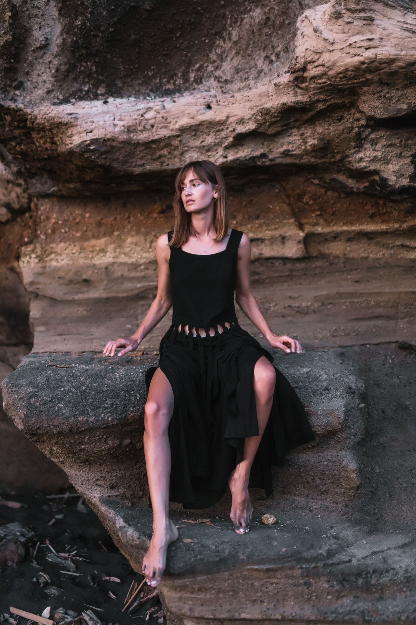 Black Tribal Boho Bohemian Cotton Dress aka "Tribal Soul Dress" - AYA SW IDR