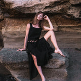 Black Tribal Boho Bohemian Cotton Dress aka "Tribal Soul Dress" - AYA SW IDR