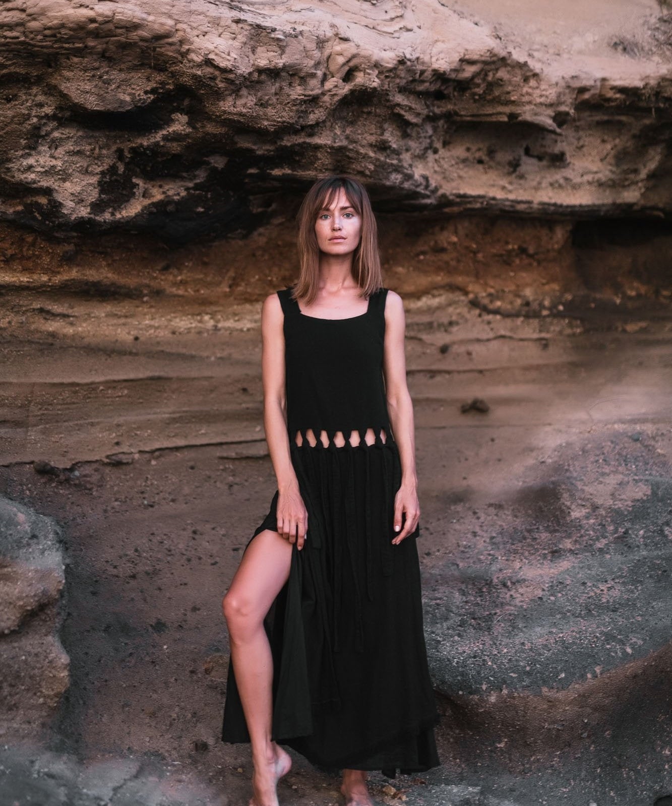Black Tribal Boho Bohemian Cotton Dress aka "Tribal Soul Dress" - AYA SW IDR