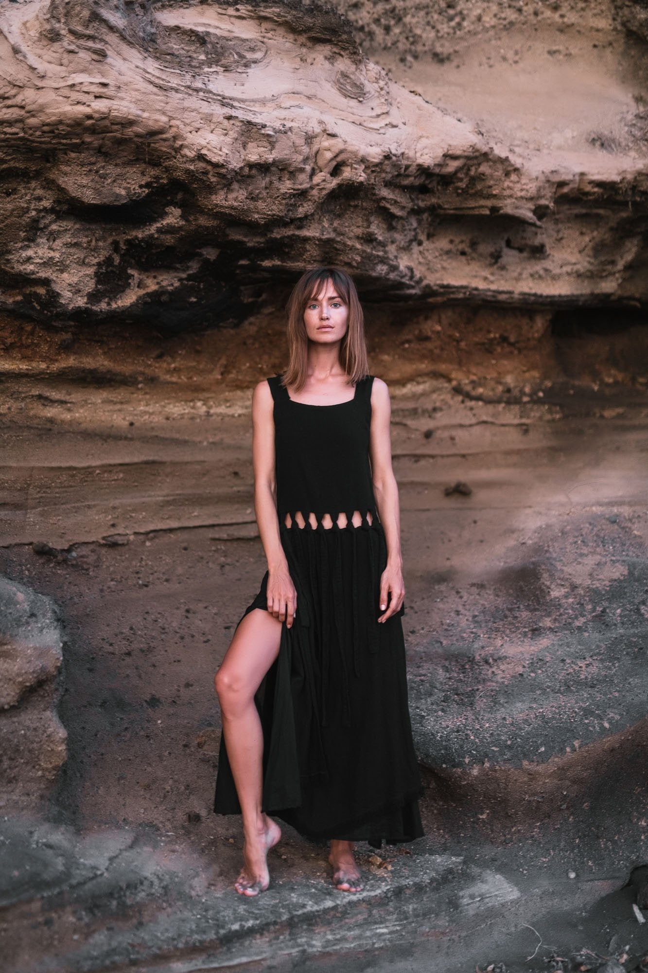 Black Tribal Boho Bohemian Cotton Dress aka "Tribal Soul Dress" - AYA SW IDR