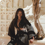 Black Venus Peace Silk Skirt • Boho Elegant Skirt • Adjustable Skirt • Silk Summer Skirt - AYA SW IDR