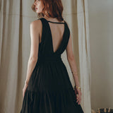 Black A line Bridesmaid Dress, Boho Maternity Organic Cotton Dress - AYA Sacred Wear