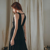 Black A line Bridesmaid Dress, Boho Maternity Organic Cotton Dress - AYA Sacred Wear