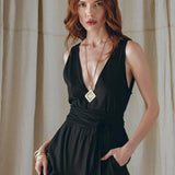 Black A line Bridesmaid Dress, Boho Maternity Organic Cotton Dress - AYA Sacred Wear