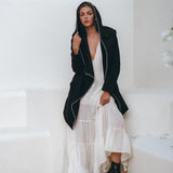 Boho Hoody Cardigan for Women, Black Boho Overcoat, Belted Wrap Cardigan - AYA Sacred Wear