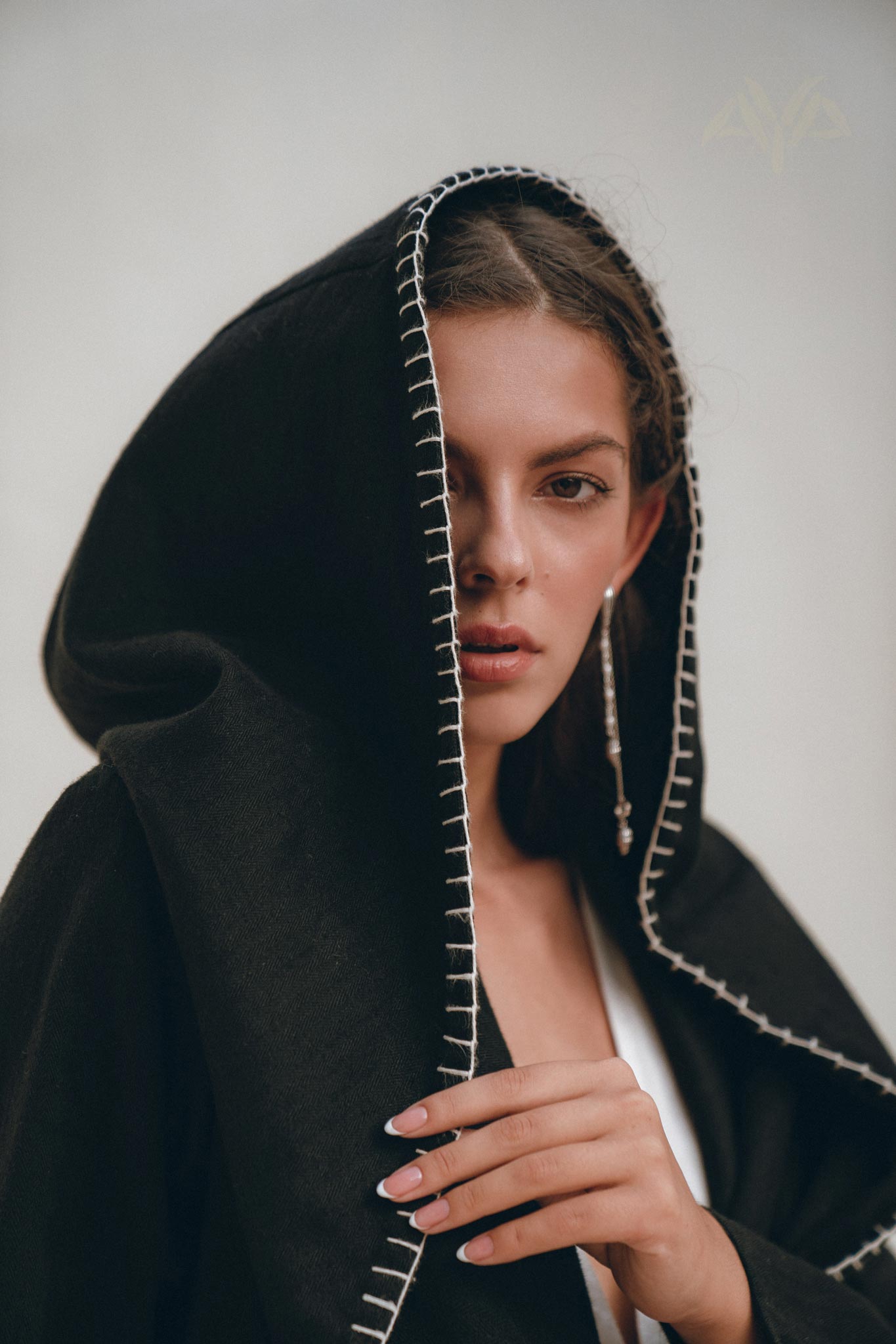 Boho Hoody Cardigan for Women, Black Boho Overcoat, Belted Wrap Cardigan - AYA Sacred Wear