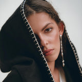 Boho Hoody Cardigan for Women, Black Boho Overcoat, Belted Wrap Cardigan - AYA Sacred Wear