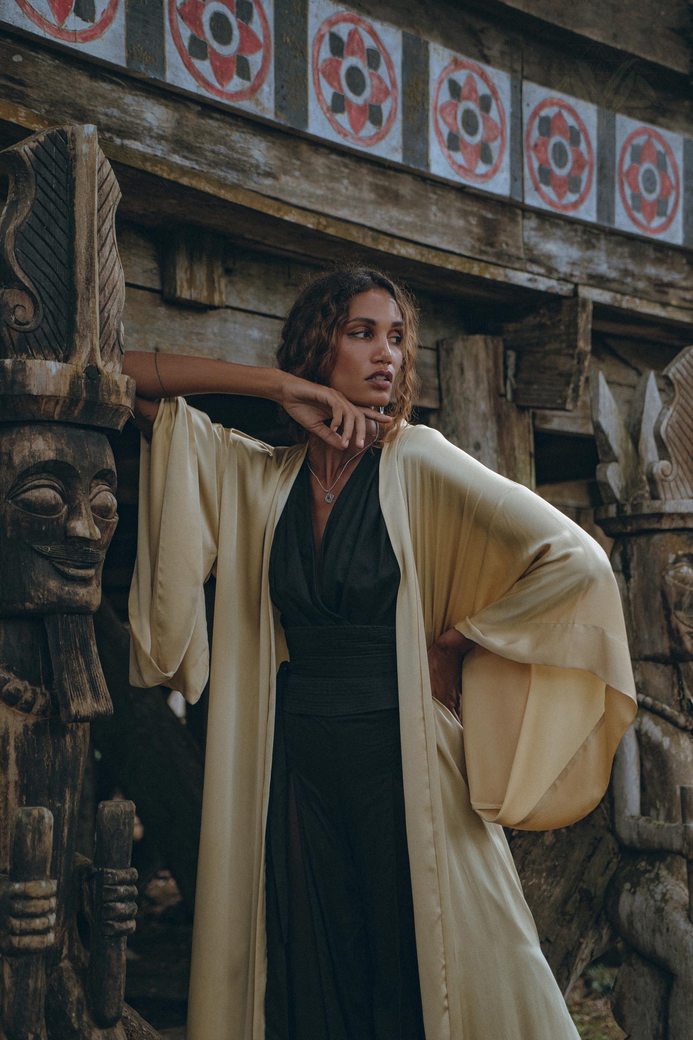 Black Boho Jumpsuit Women, Handmade Cold Shoulder Maxi Jumpsuit - AYA Sacred Wear