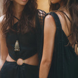 Shop for gorgeous black goddess dress with ring by Aya Sacred Wear 