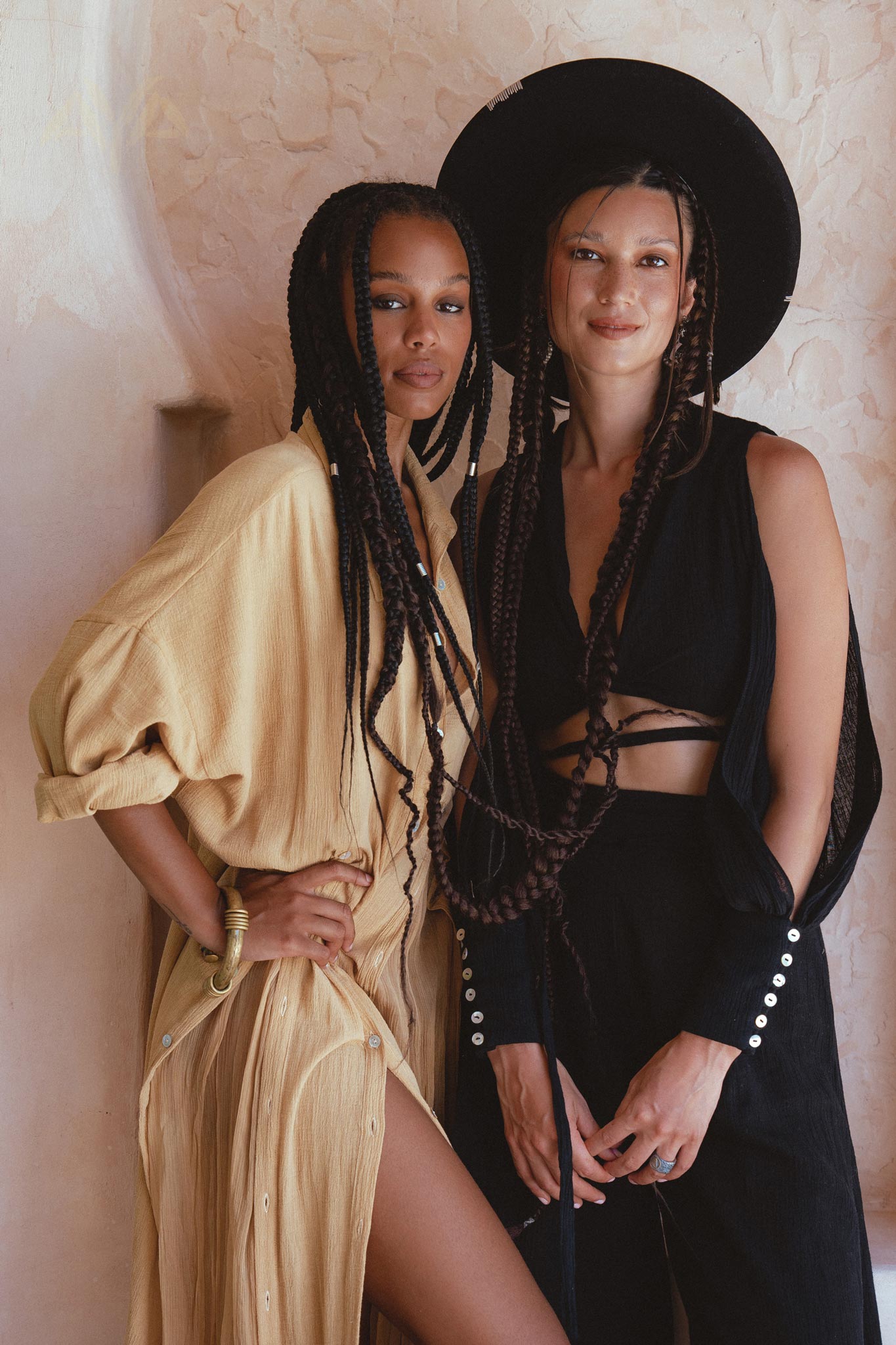 Step out in confidence with Aya Sacred Wear's Black Open Shoulders set.