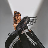 Black Boho Fringe Shawl, Cotton Scarf, Organic Sustainable Shawl - AYA Sacred Wear