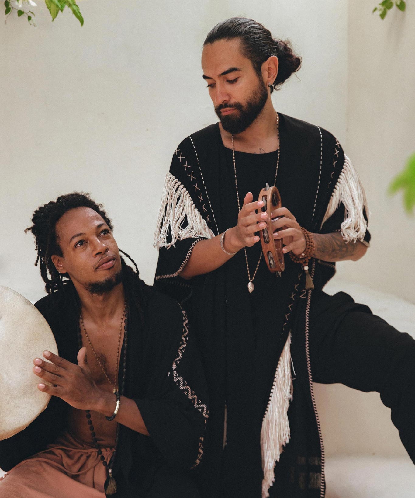 Handwoven Cotton Black Boho Poncho for men By AYA Sacred Wear 