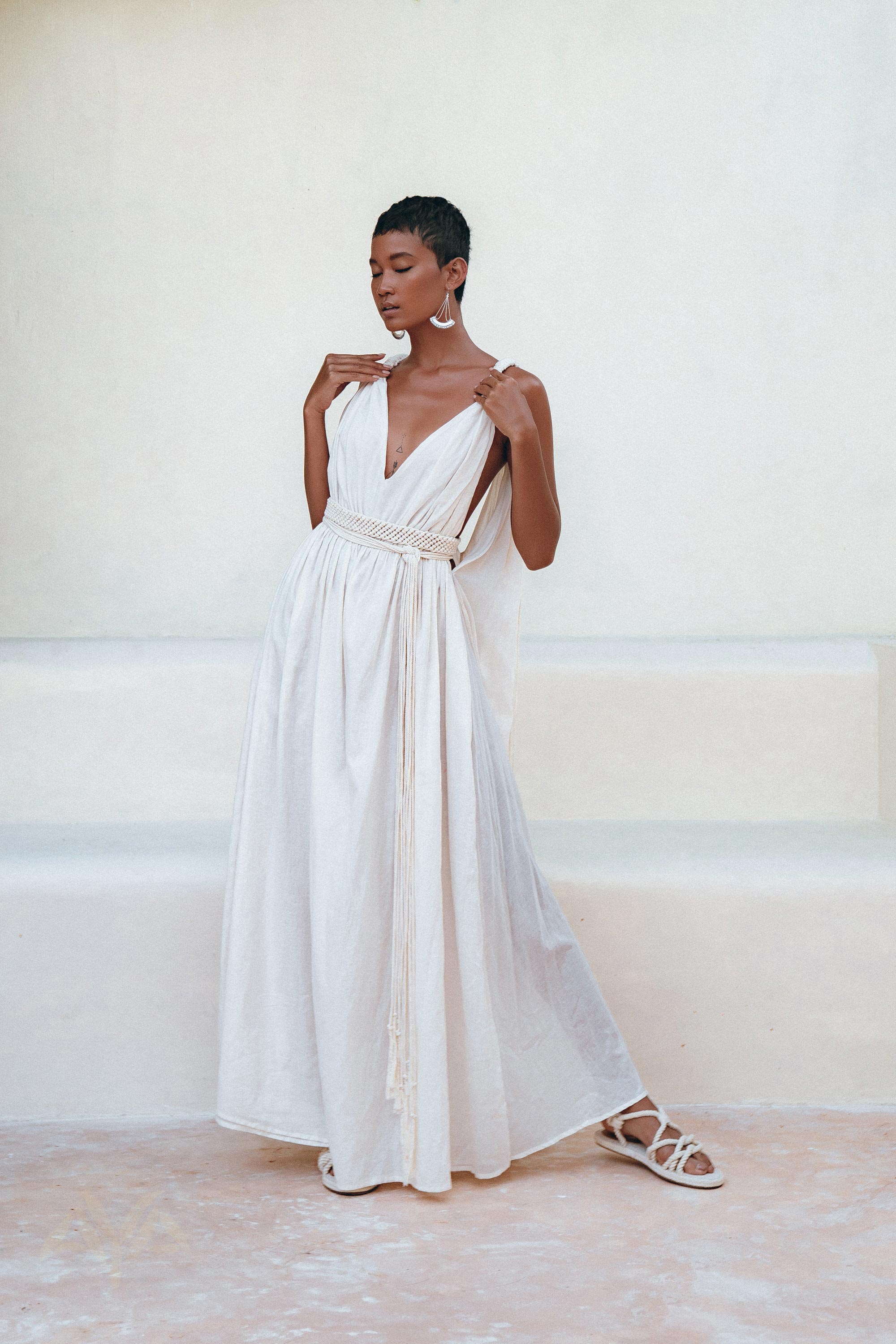 Boho Beach Macrame Wedding Dress • Off - White Multiway Bohemian Dress - AYA SW IDR