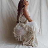 Boho Beach Wedding Dress • Bohemian Wedding Dress Hand Loomed with Tassels - AYA SW IDR