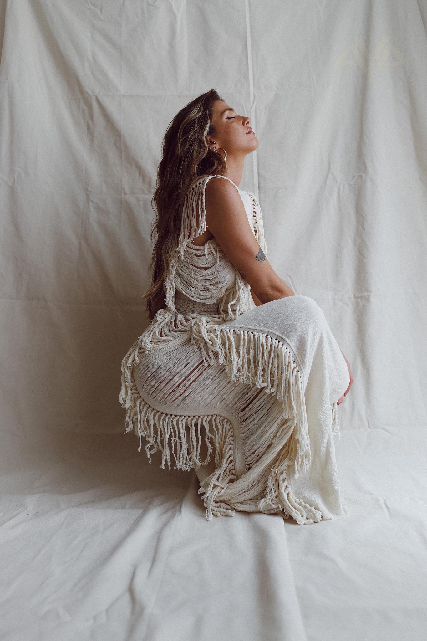 Boho Beach Wedding Dress • Bohemian Wedding Dress Hand Loomed with Tassels - AYA SW IDR