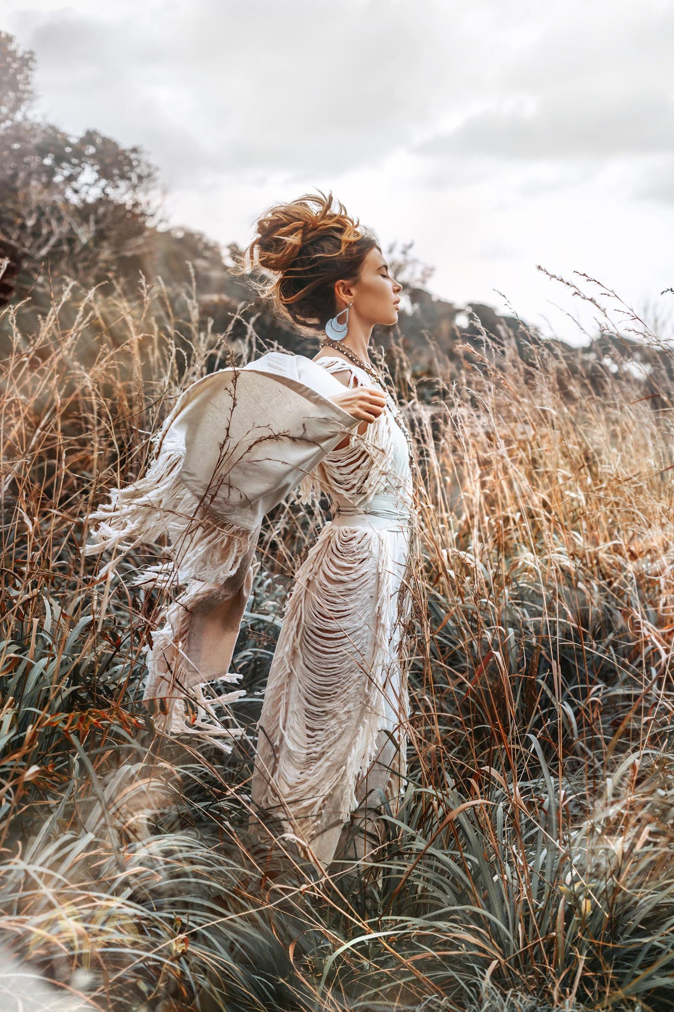 Boho Beach Wedding Dress • Bohemian Wedding Dress Hand Loomed with Tassels - AYA SW IDR