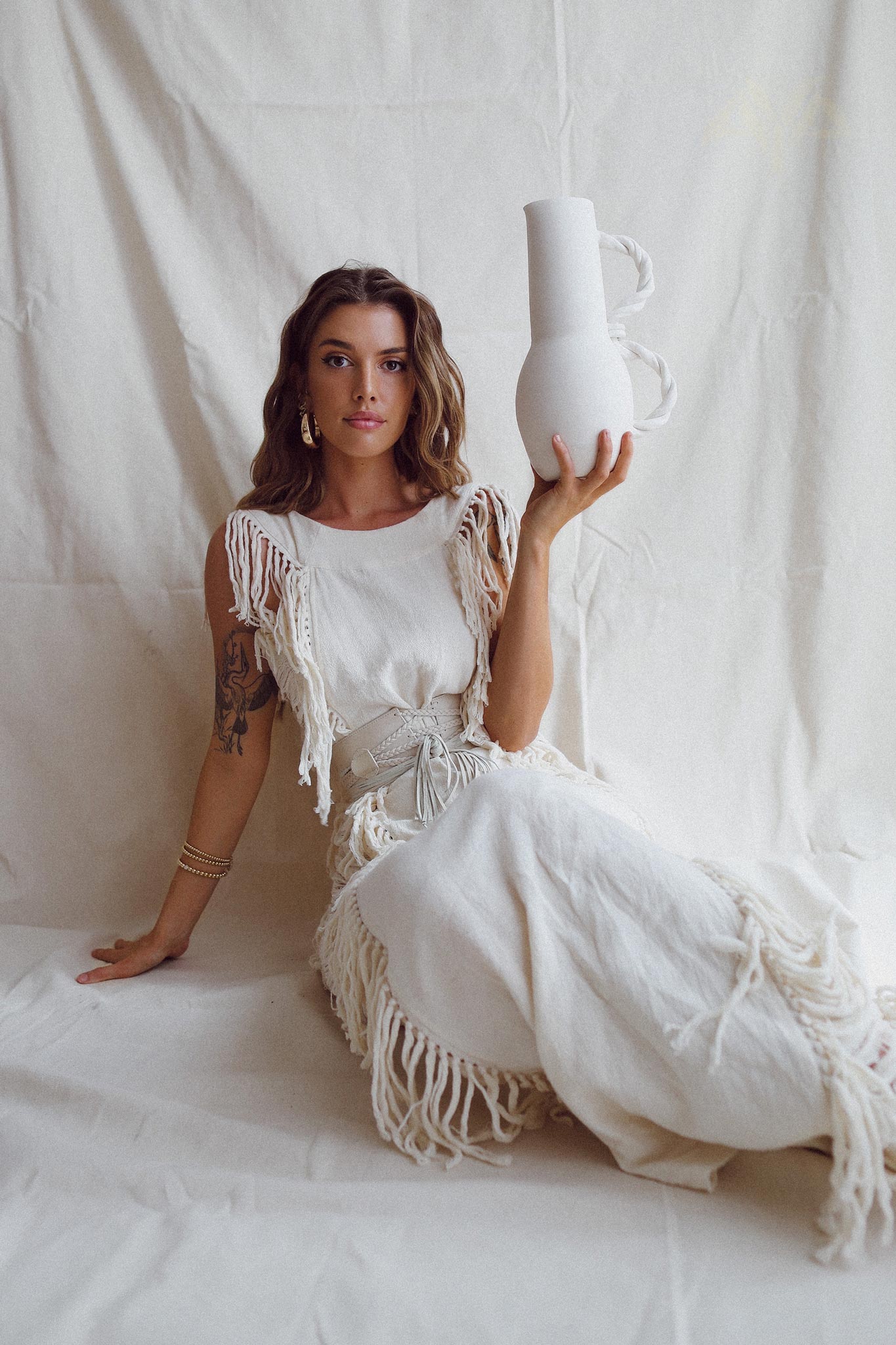 Boho Beach Wedding Dress • Bohemian Wedding Dress Hand Loomed with Tassels - AYA SW IDR