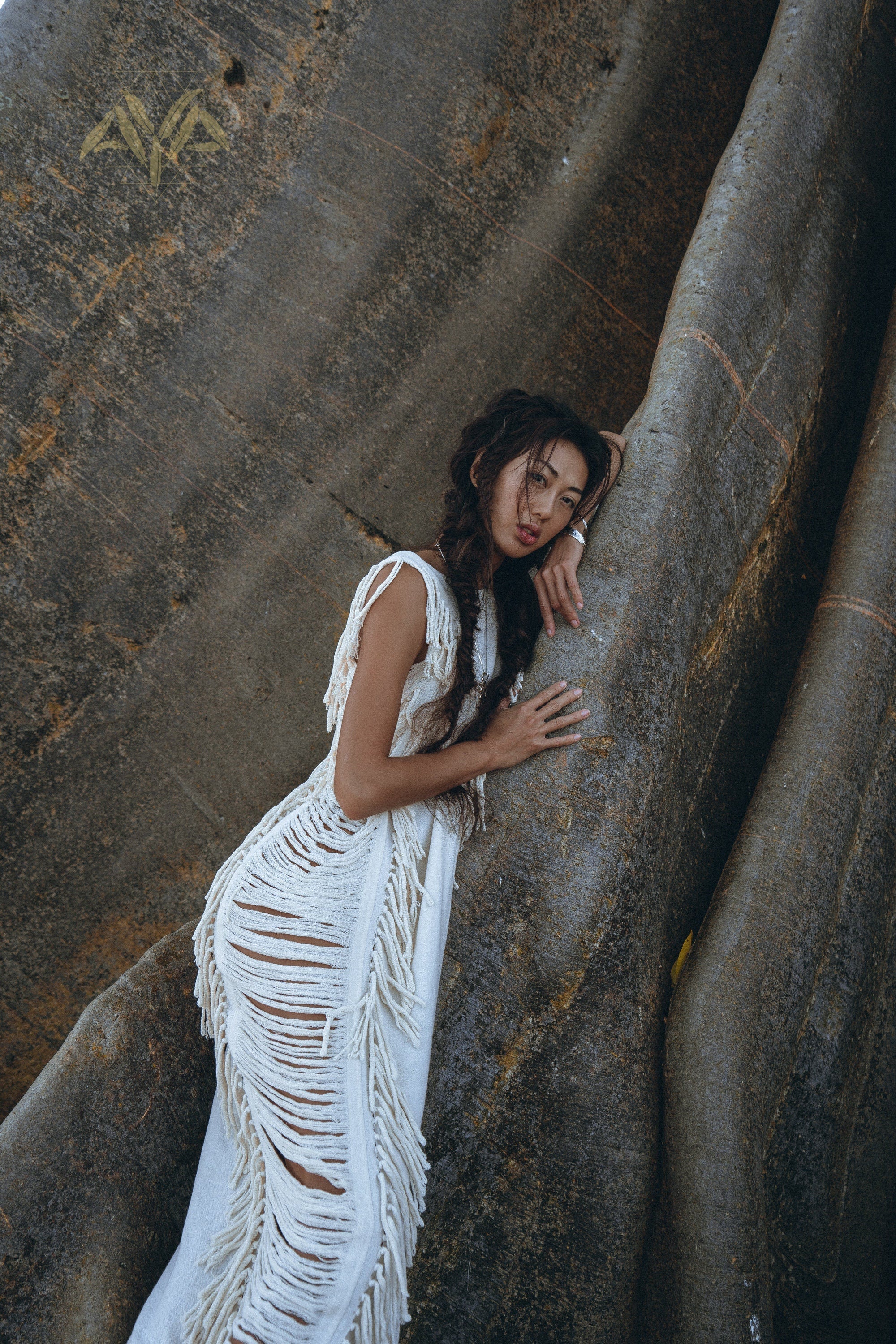 Boho Beach Wedding Dress • Bohemian Wedding Dress Hand Loomed with Tassels - AYA SW IDR