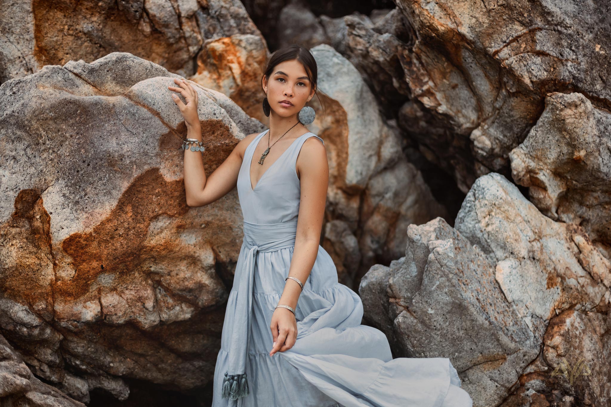 Boho Bridesmaid Dress • A Line Dress • Sky Blue Maxi Adjustable Dress - AYA SW IDR