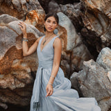 Boho Bridesmaid Dress • A Line Dress • Sky Blue Maxi Adjustable Dress - AYA SW IDR