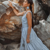 Boho Bridesmaid Dress • A Line Dress • Sky Blue Maxi Adjustable Dress - AYA SW IDR