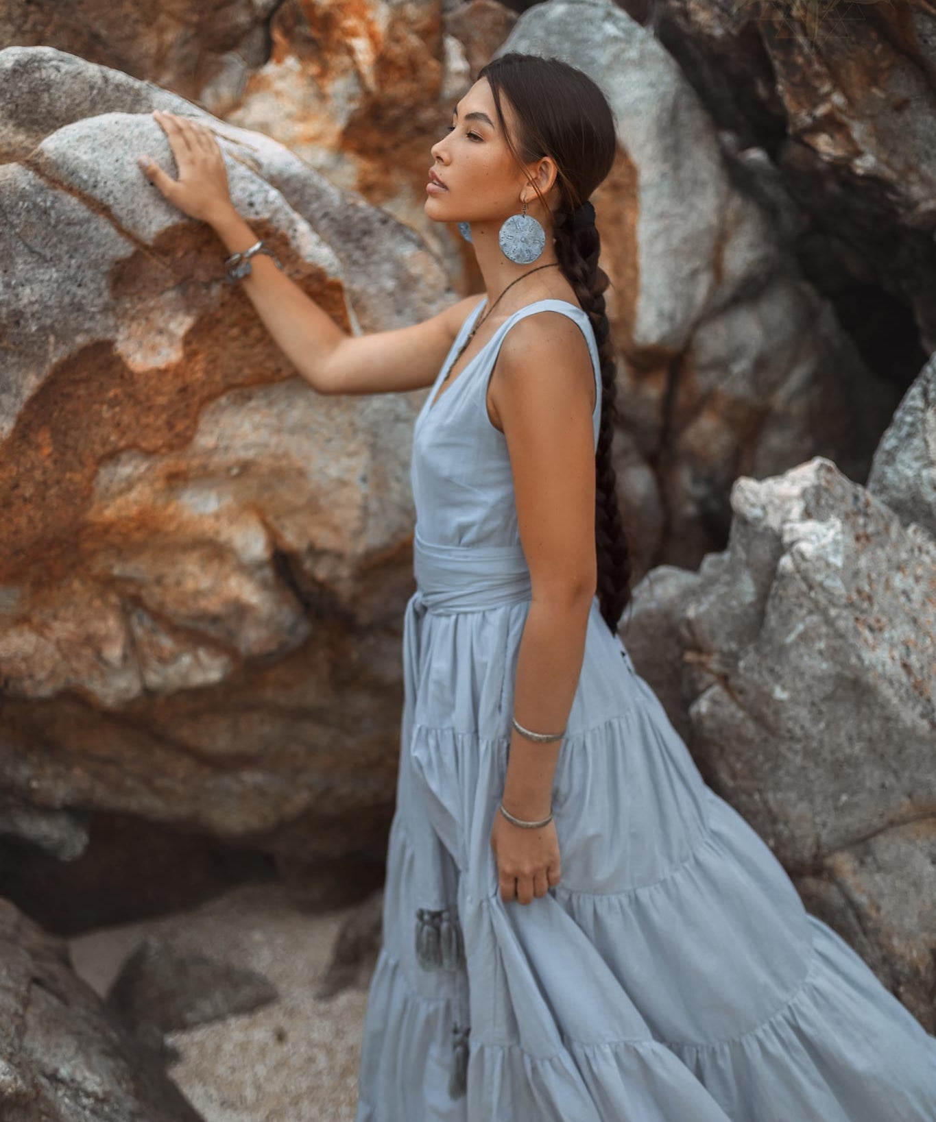 Boho Bridesmaid Dress • A Line Dress • Sky Blue Maxi Adjustable Dress - AYA SW IDR