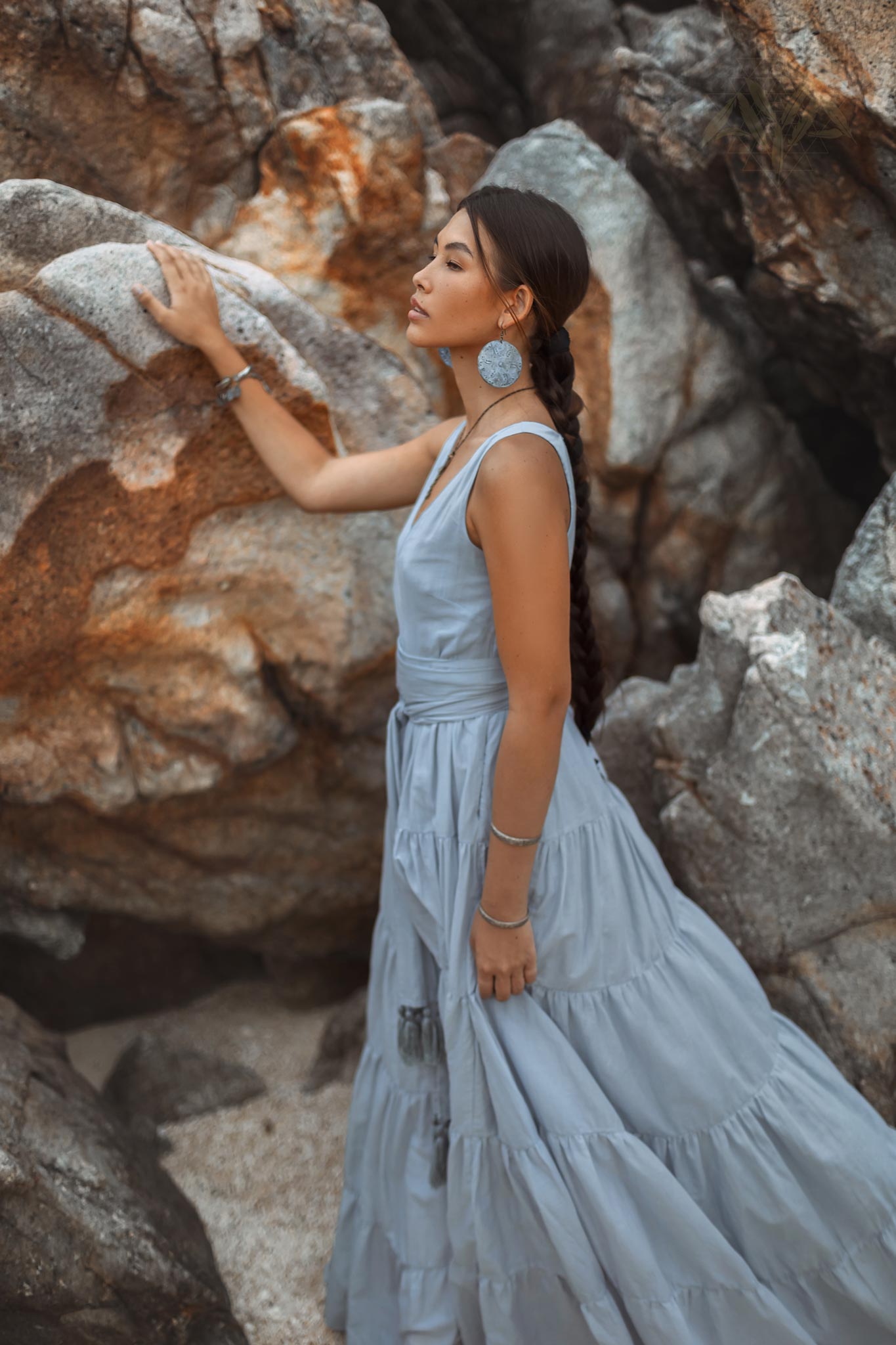 Boho Bridesmaid Dress • A Line Dress • Sky Blue Maxi Adjustable Dress - AYA SW IDR
