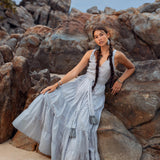 Boho Bridesmaid Dress • A Line Dress • Sky Blue Maxi Adjustable Dress - AYA SW IDR
