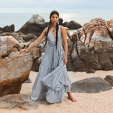 Boho Bridesmaid Dress • A Line Dress • Sky Blue Maxi Adjustable Dress - AYA SW IDR