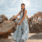 Boho Bridesmaid Dress • A Line Dress • Sky Blue Maxi Adjustable Dress - AYA SW IDR