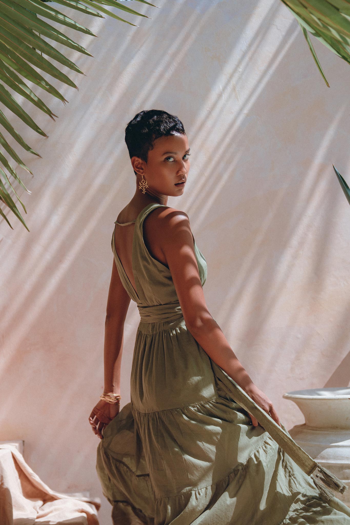 Boho Bridesmaid Dress • Bohemian Dress • Sage Green Adjustable Dress - AYA SW IDR