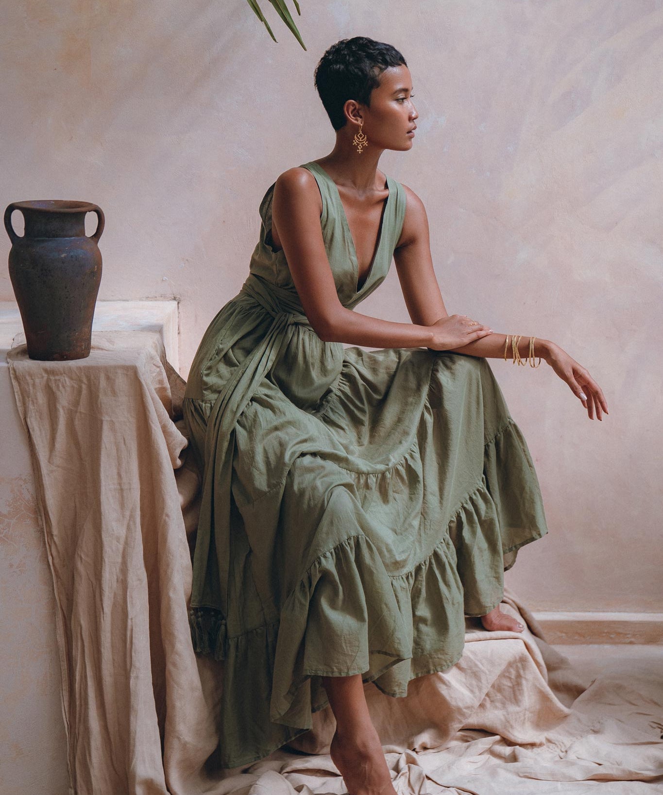 Boho Bridesmaid Dress • Bohemian Dress • Sage Green Adjustable Dress - AYA SW IDR