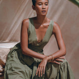 Boho Bridesmaid Dress • Bohemian Dress • Sage Green Adjustable Dress - AYA SW IDR