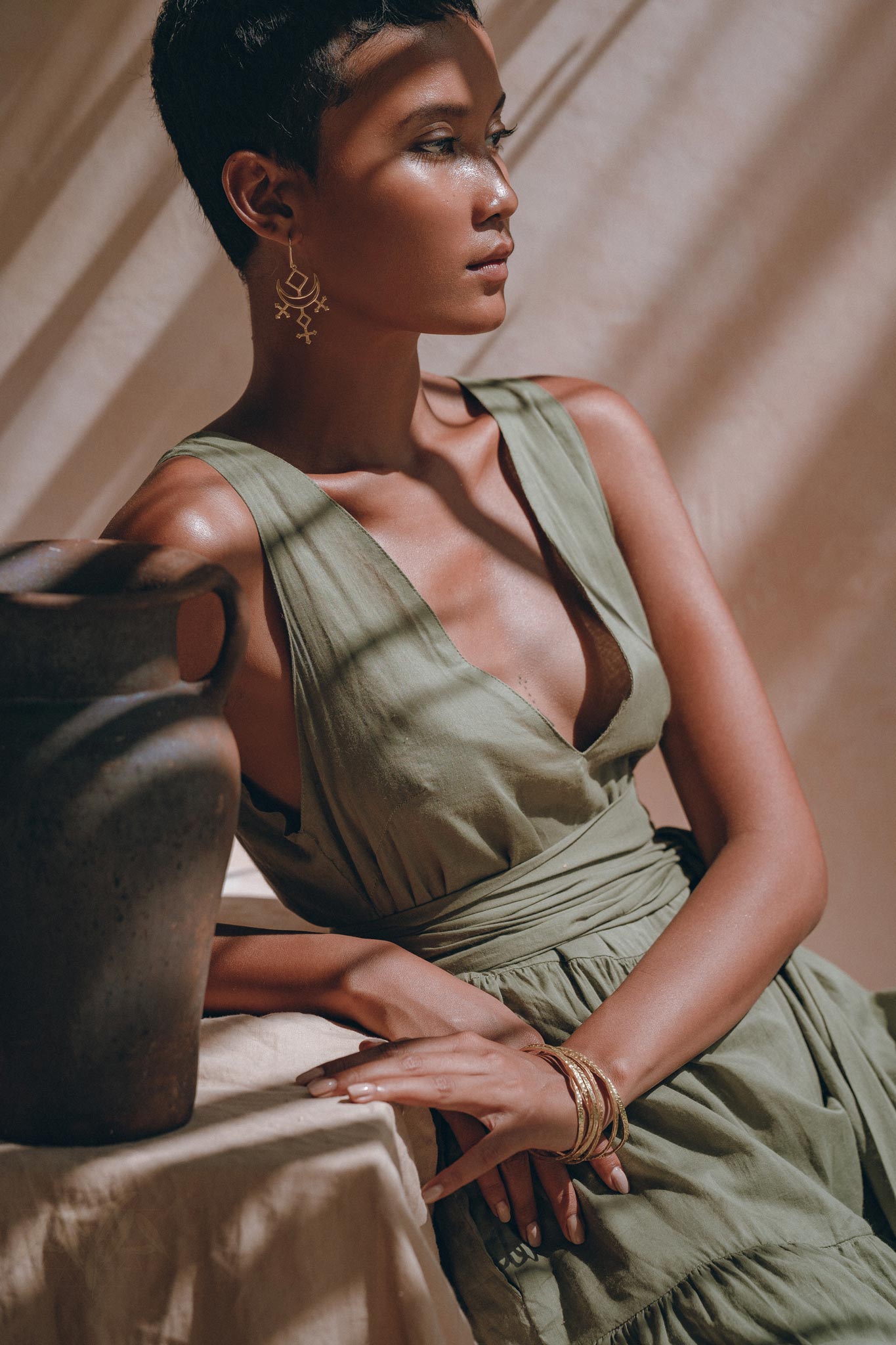 Boho Bridesmaid Dress • Bohemian Dress • Sage Green Adjustable Dress - AYA SW IDR
