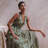 Boho Bridesmaid Dress • Bohemian Dress • Sage Green Adjustable Dress - AYA SW IDR
