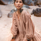 Boho Dress for Women • Dusty Pink Bohemian Prom Dress • Light Summer Dress - AYA SW IDR