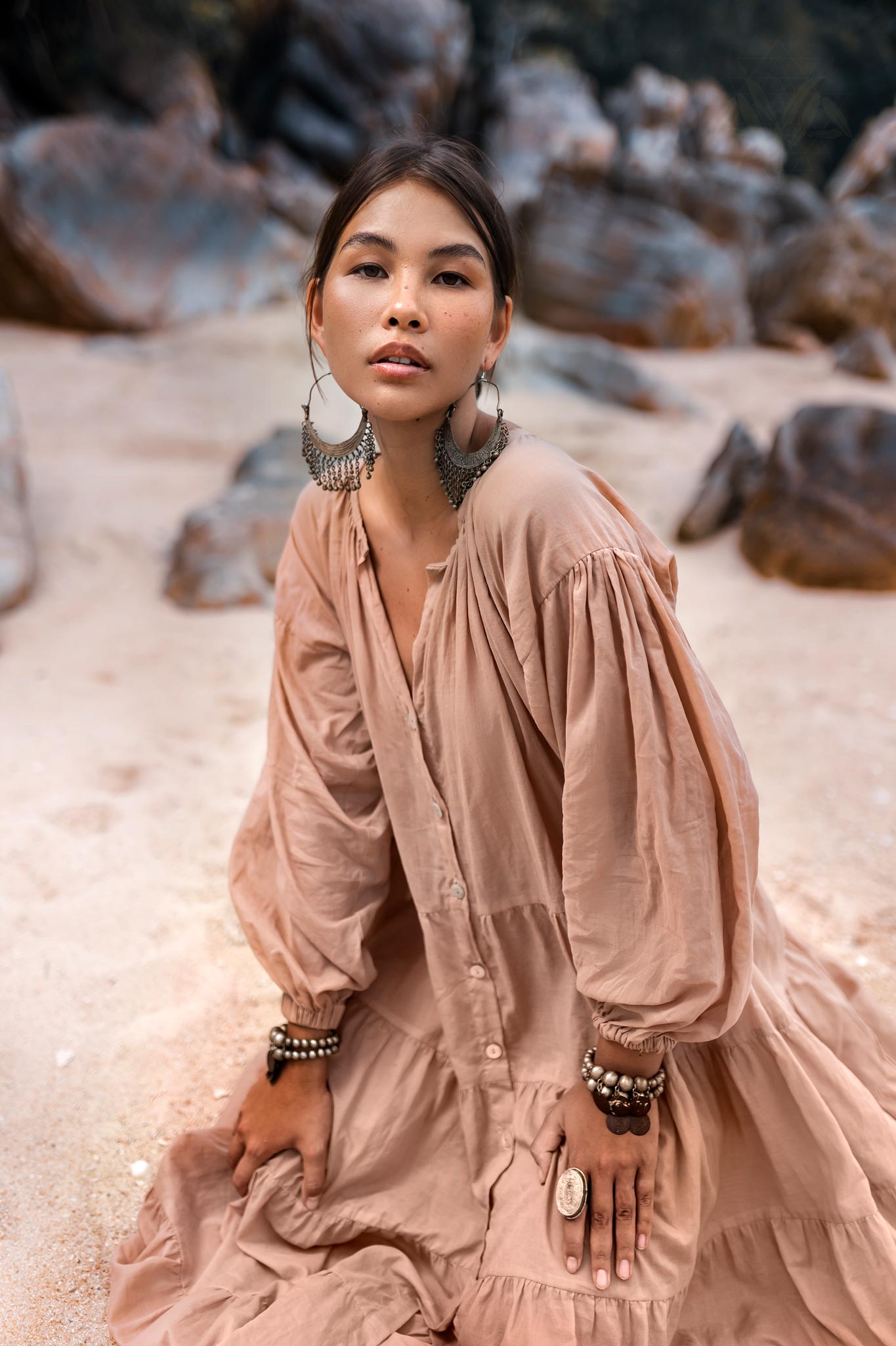Boho Dress for Women • Dusty Pink Bohemian Prom Dress • Light Summer Dress - AYA SW IDR