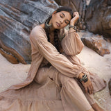 Boho Dress for Women • Dusty Pink Bohemian Prom Dress • Light Summer Dress - AYA SW IDR