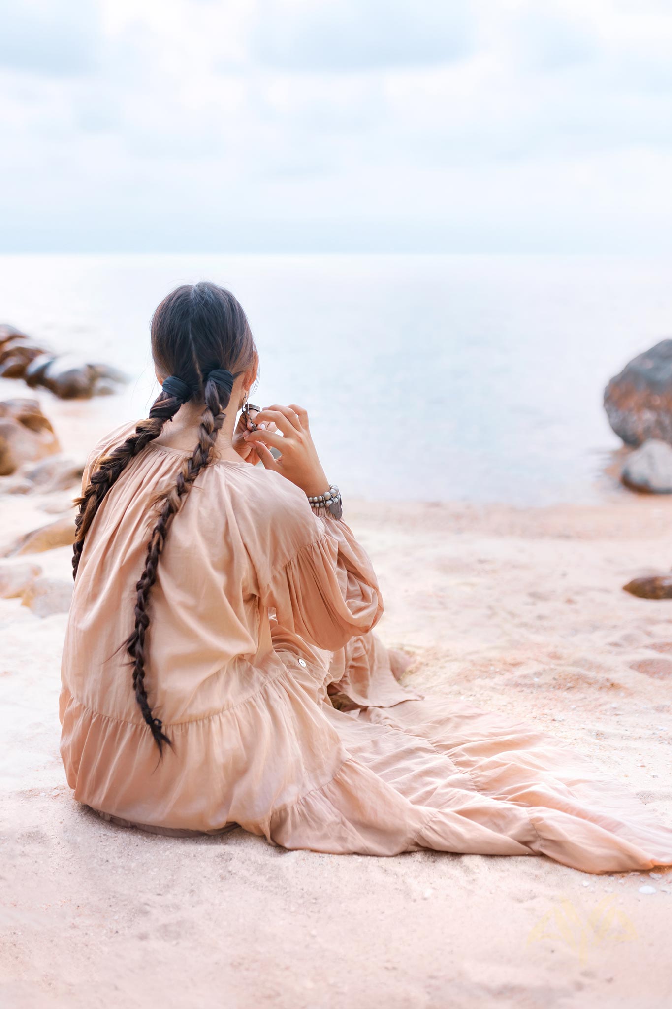Boho Dress for Women • Dusty Pink Bohemian Prom Dress • Light Summer Dress - AYA SW IDR