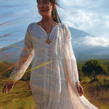 Boho Dress for Women • Off White Bohemian Prom Dress • Light Summer Dress - AYA SW IDR