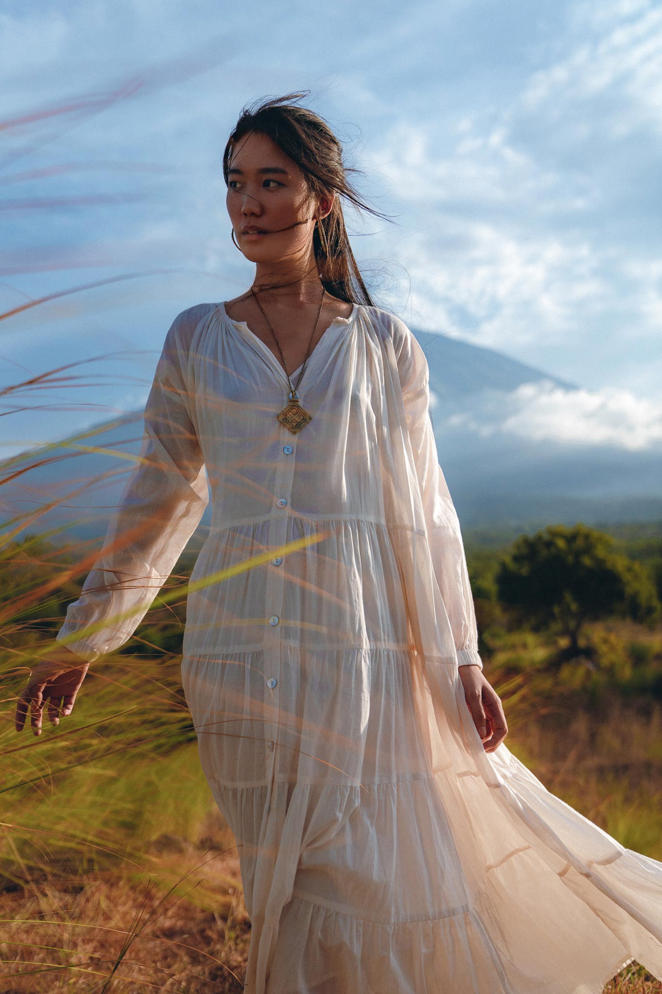 Boho Dress for Women • Off White Bohemian Prom Dress • Light Summer Dress - AYA SW IDR