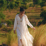 Boho Dress for Women • Off White Bohemian Prom Dress • Light Summer Dress - AYA SW IDR