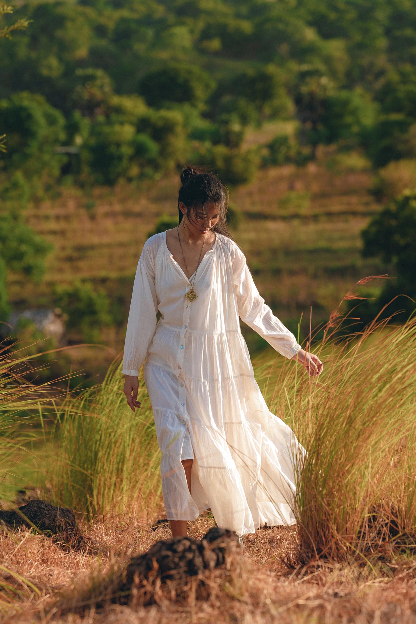 Boho Dress for Women • Off White Bohemian Prom Dress • Light Summer Dress - AYA SW IDR
