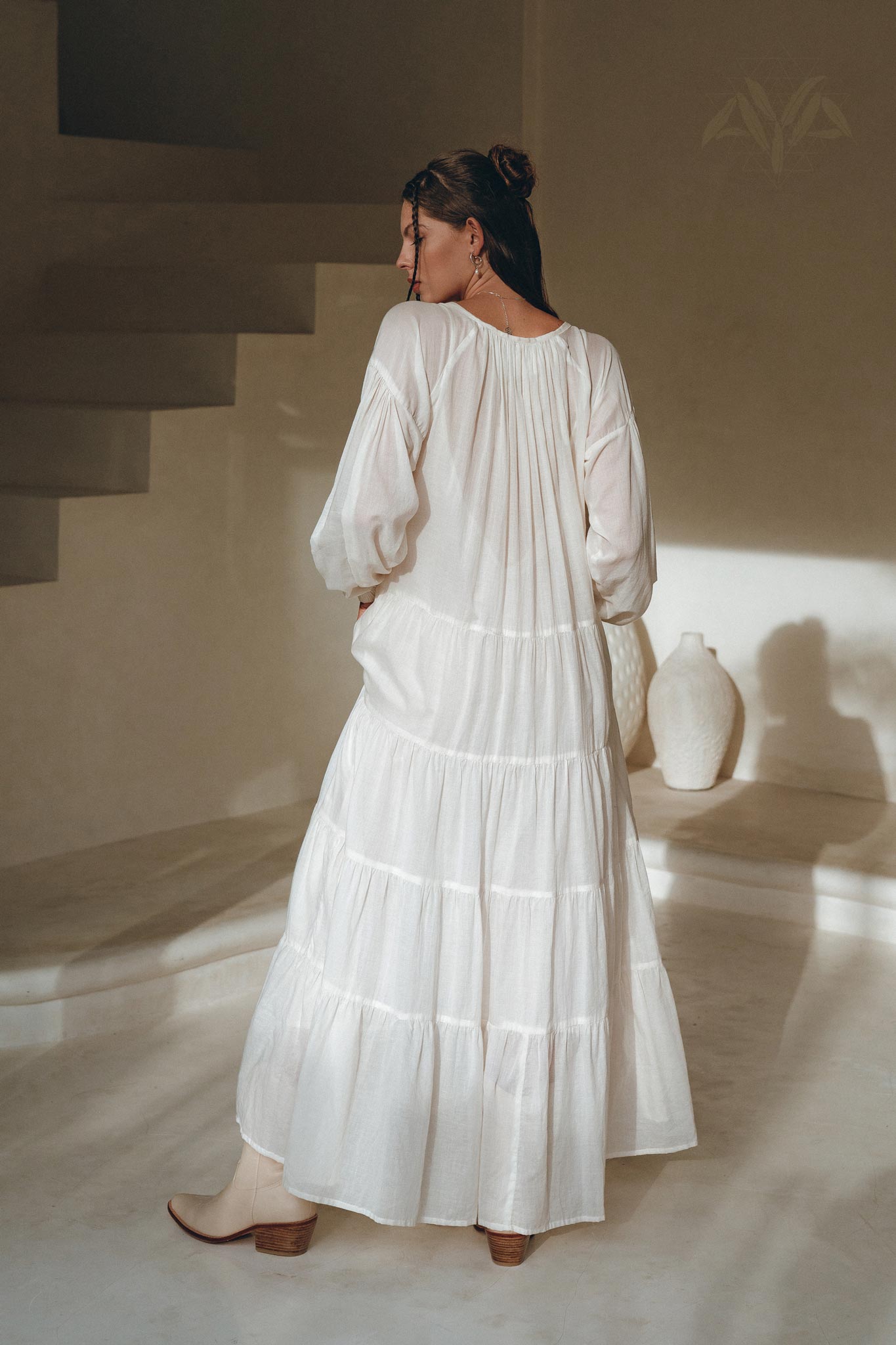 Boho Dress for Women • Off White Bohemian Prom Dress • Light Summer Dress - AYA SW IDR