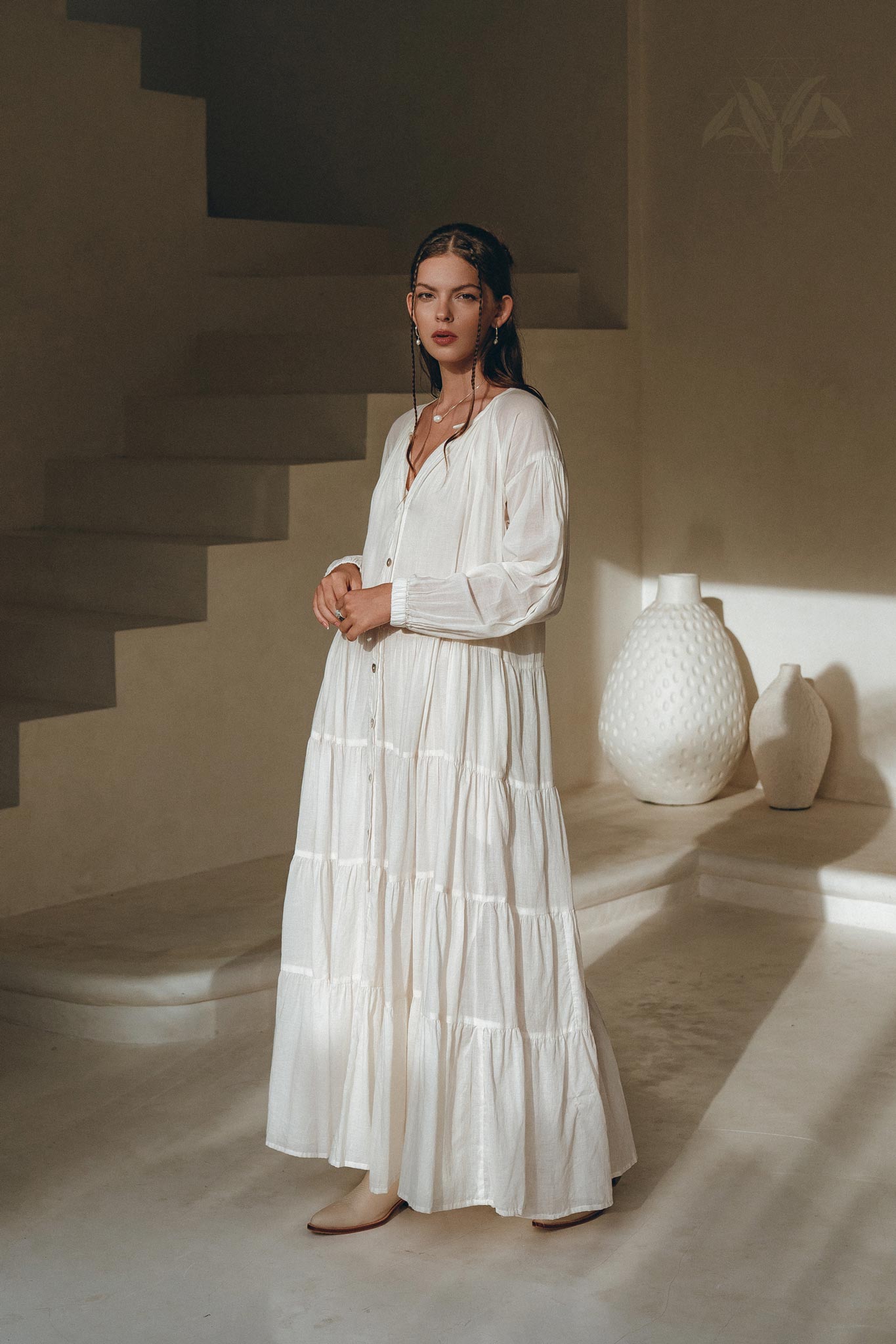 Boho Dress for Women • Off White Bohemian Prom Dress • Light Summer Dress - AYA SW IDR