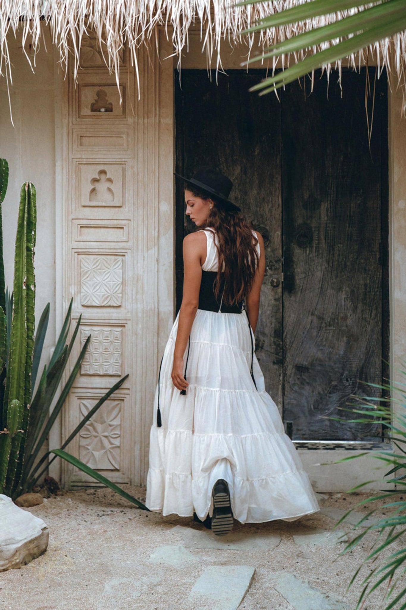 Boho Dress for Women • Off - White Maxi Adjustable Dress • Bohemian Dress - AYA SW IDR