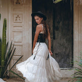 Boho Dress for Women • Off - White Maxi Adjustable Dress • Bohemian Dress - AYA SW IDR